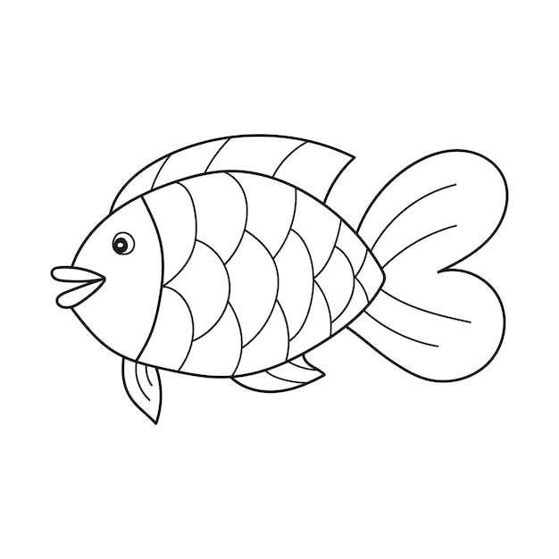 Vector simple coloring page drawing worksheet for preschool kids  fish