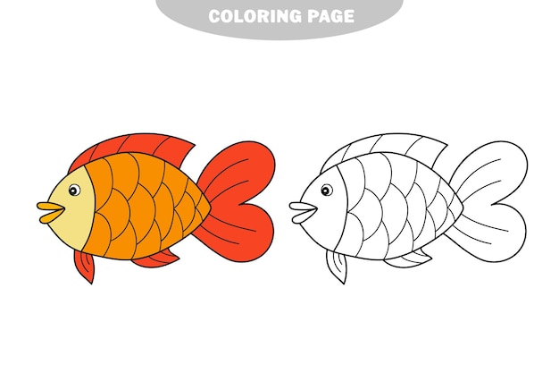 Simple coloring page drawing worksheet for preschool kids  fish