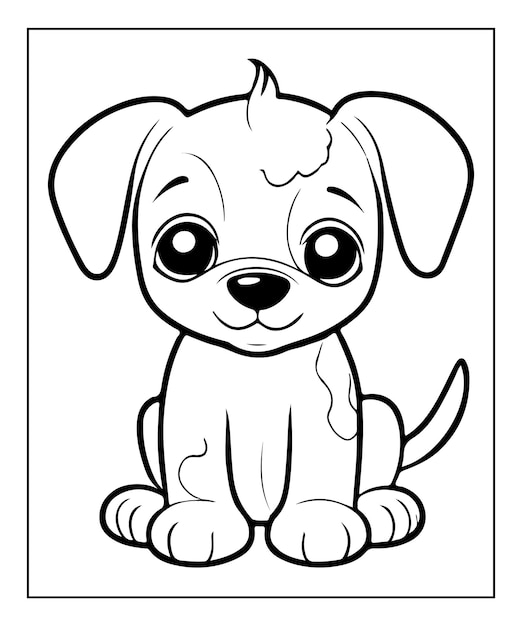 Simple coloring page for kids featuring a carto dog or papet