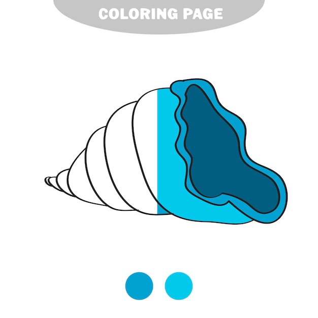 Simple coloring page line drawn seashell on white isolated background