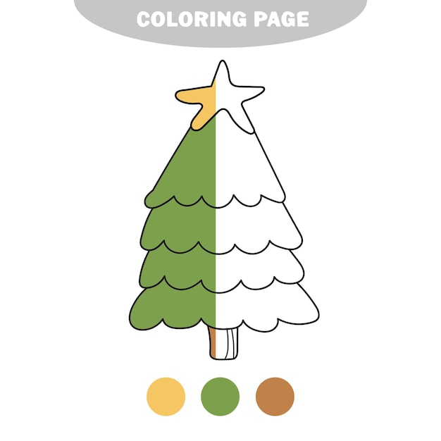 Simple coloring page new year tree to be colored the coloring book for kids