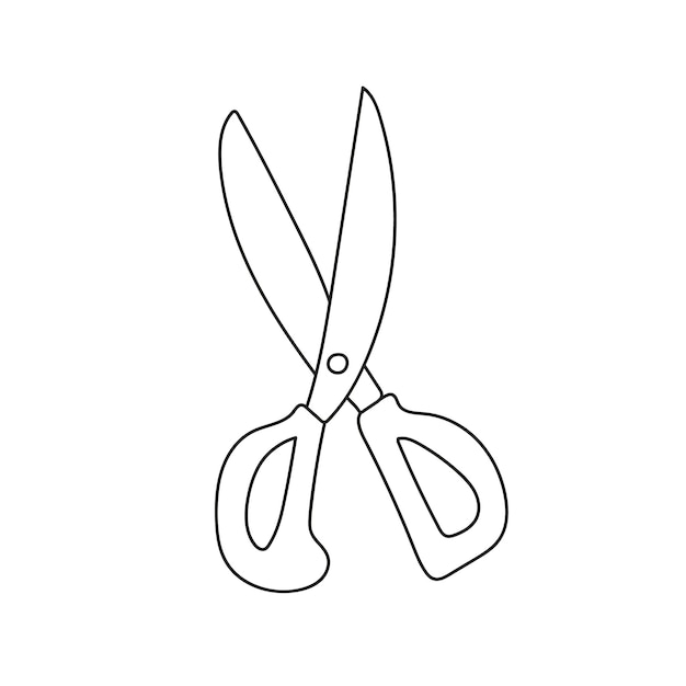 Simple coloring page outline scissors on a white background cartoon vector