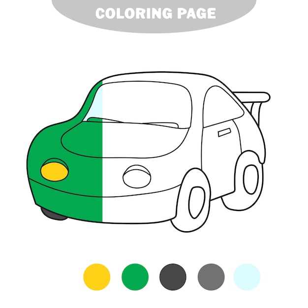 Semplice pagina da colorare illustrazione vettoriale di un libro da colorare per auto dei cartoni animati