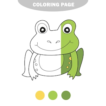 Semplice pagina da colorare illustrazione vettoriale carino rana isolato su bianco