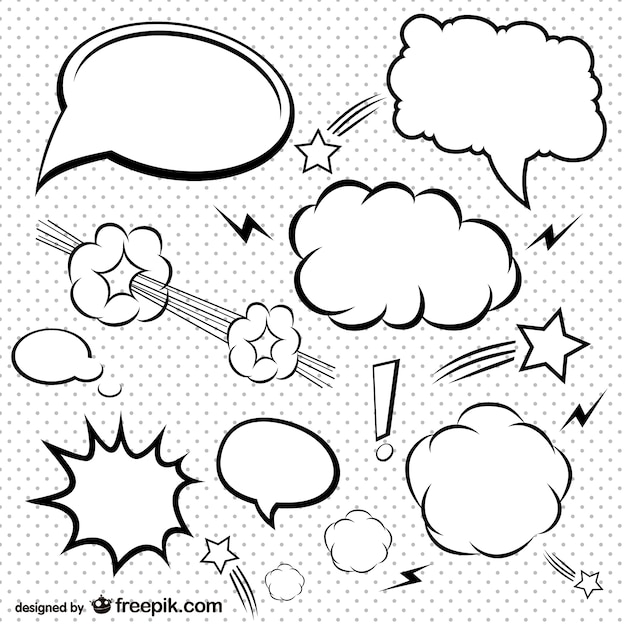 Vector simple comic bubbles set