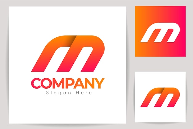 Simple  company modern letter m logo template, gradient color with creative design, premium vector.