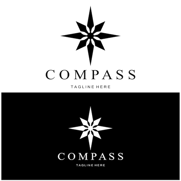 Simple compass logo design for adventurecamping nature lovers