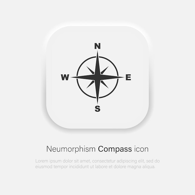 Simple Compass vector icon. Compass rose, 8 points symbol in trendy soft material neumorphism style. Vector EPS 10