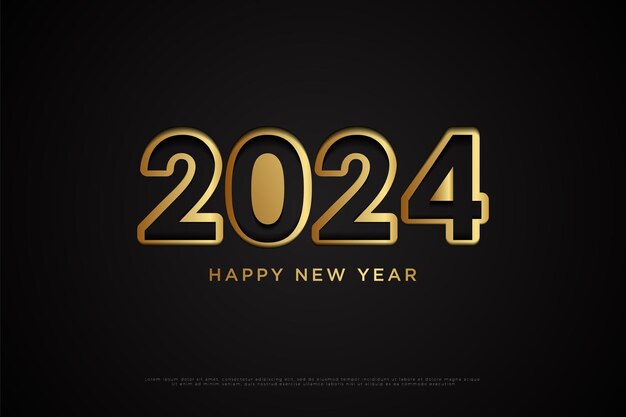 Вектор Простая концепция новогоднего номера 2024. дизайн логотипа номера 2024 года.