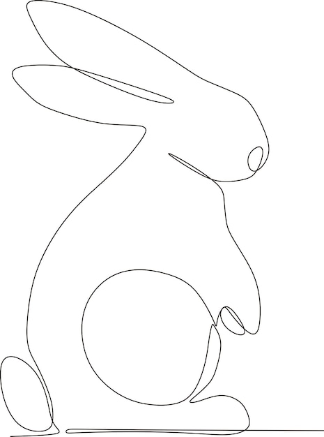 Simple continuous line cute rabbit illustration