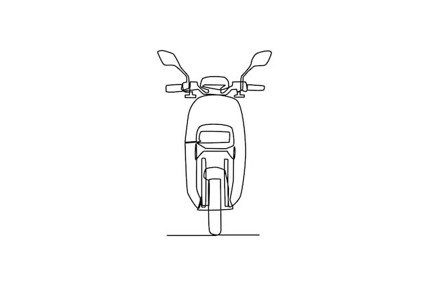 Simple continuous line draw of front of view electric motorcycle Technology minimalist concept transportation minimalist concept technology simple line transportation continuous line vector