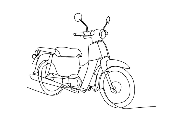 Simple continuous line draw of old motorcycle Technology minimalist concept transportation minimalist concept technology simple line transportation continuous line vector