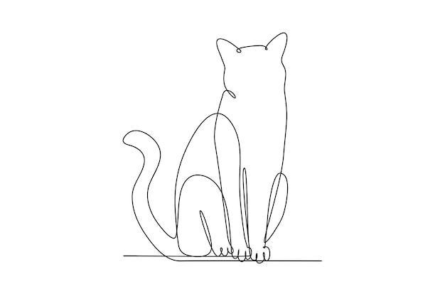 A simple continuous line drawing of a beautiful cat Minimalist Animals concept simple line vector illustration black and white design