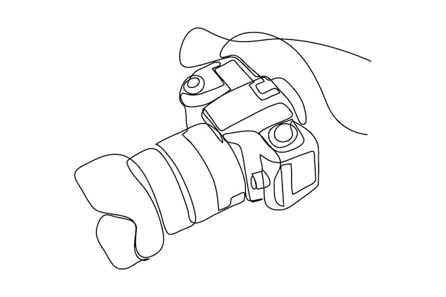 Simple continuous line drawing of camera new generation electronic minimalist concept Simple line graphic illustration