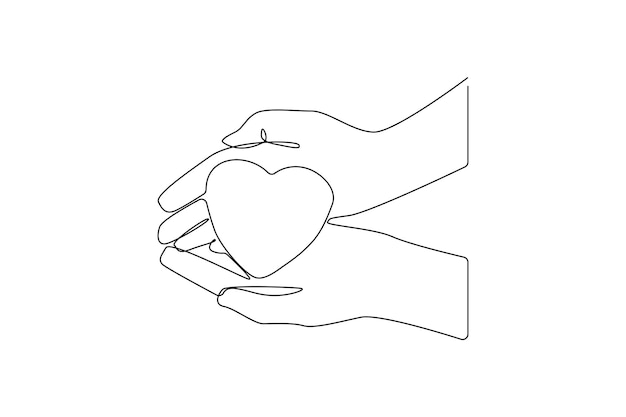 Простой непрерывный рисунок линии любви или сердца картина любви в чьей-то руке Простая концепция валентинки Простая линия сердце валентинка Непрерывная линия