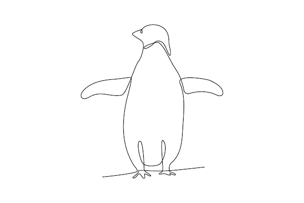 A simple continuous line drawing of a penguin Minimalist Animals concept simple line vector illustration black and white design