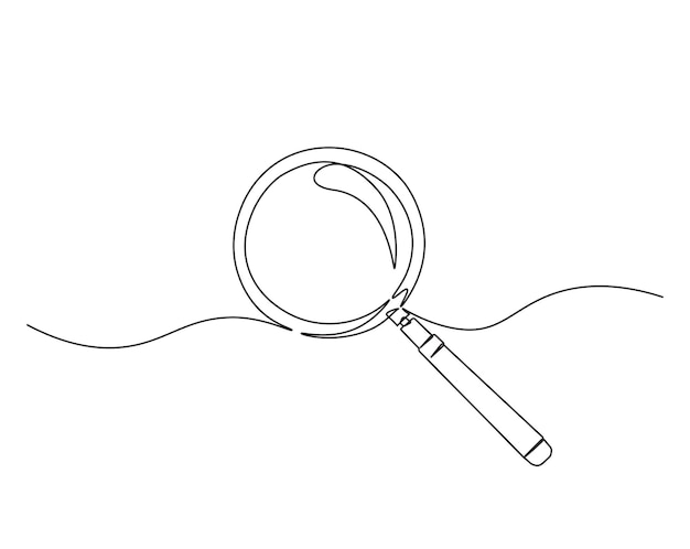 simple continuous one line drawing of magnifying glass