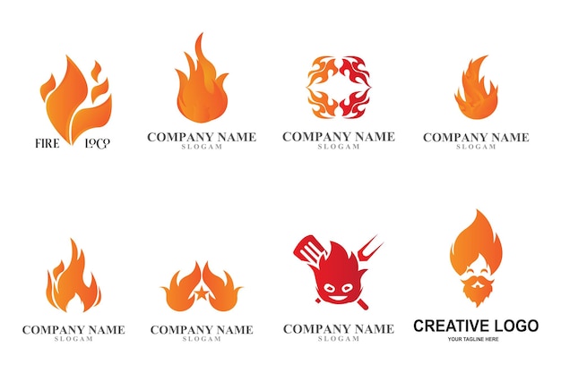 Simple and cool fire icon vector logo