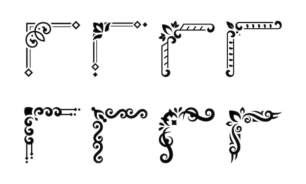 Простой набор векторных рамок углового орнамента
