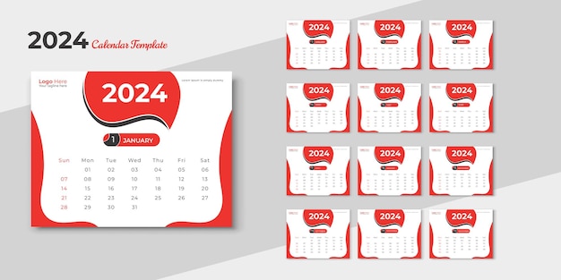 Simple corporate or office desk calendar design for 2024 year