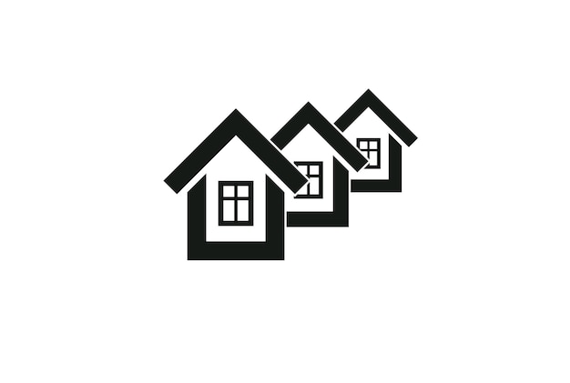 Simple cottages vector illustration, country houses, for use in graphic design. Real estate concept, region or district theme. Building company abstract corporate image.