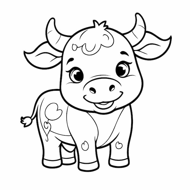 Vector simple cow for toddlers coloring book