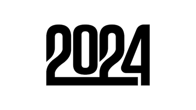 Simple Creative 2024 New Year Title Font Typography Design Concept