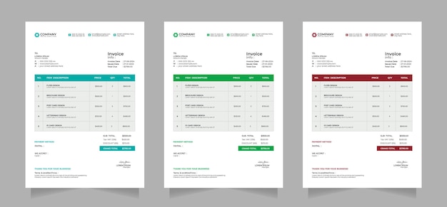 Simple and creative design invoice templates