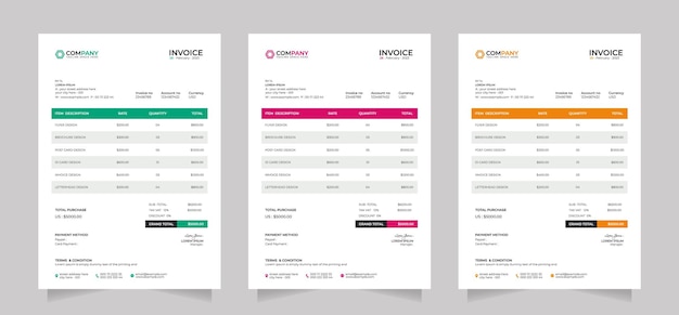 Simple and creative design invoice templates