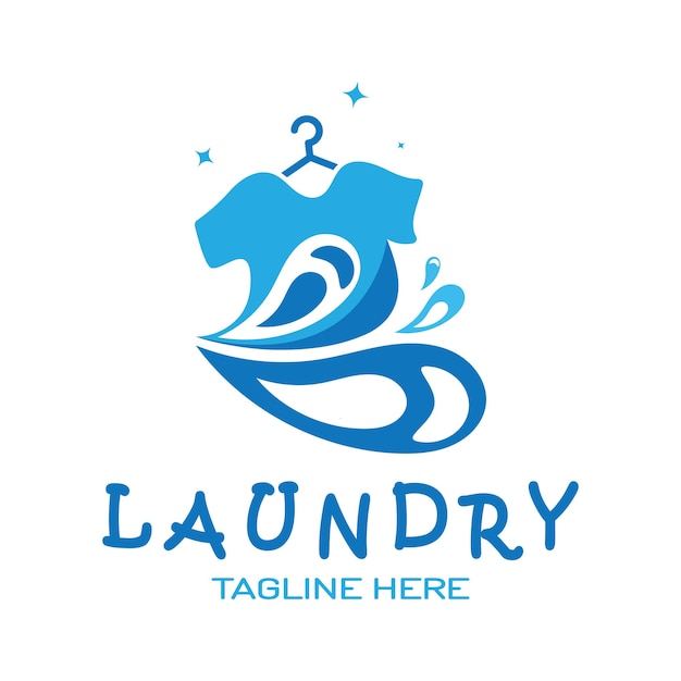 Simple creative laundry logo with the concept of a clothes or clothes washing machine foam