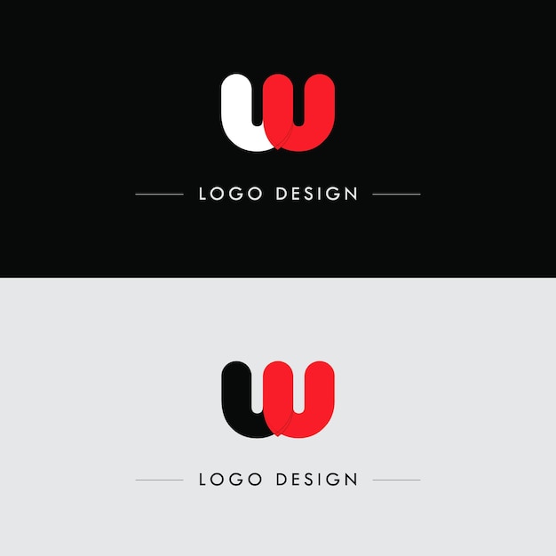 Campione di design del logo della lettera w minimal semplice e creativo