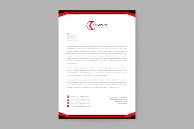 Simple creative red and black letterhead design