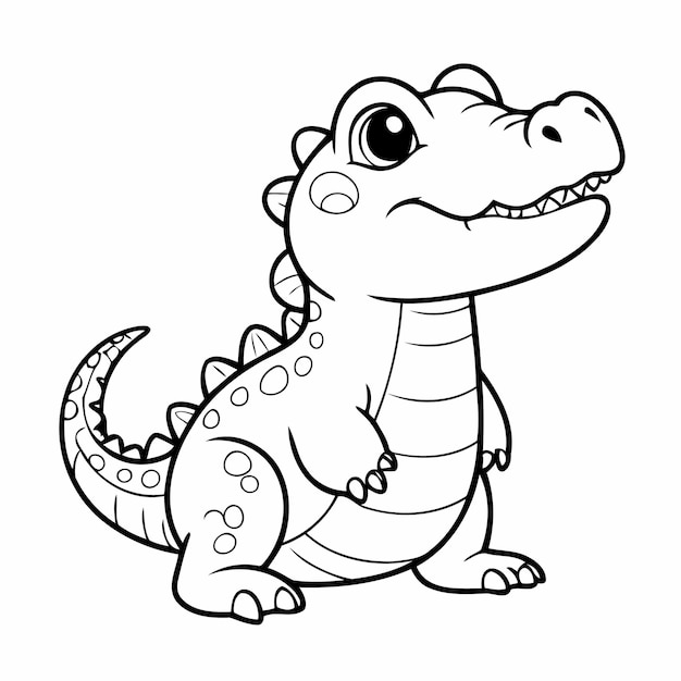 Vector simple crocodile drawing for toddlers colouring page