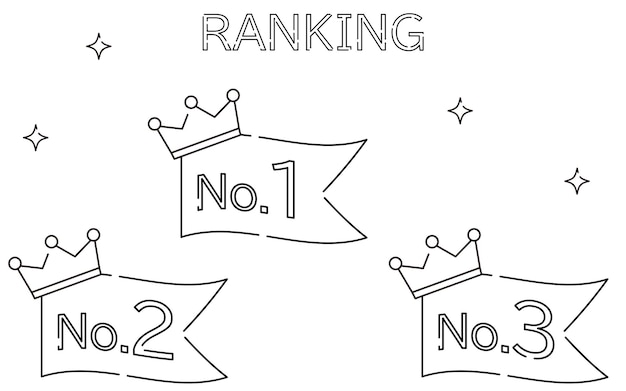 Vector simple crown and label ranking icon set 1st to 3rd place