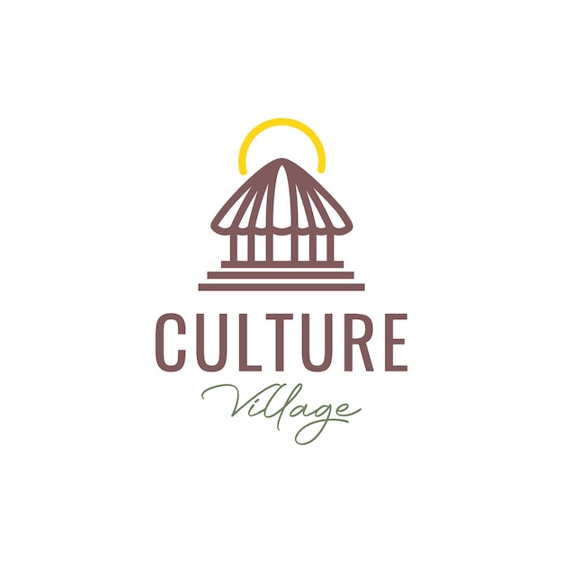 Vector simple culture home village indonesia honai traditional minimal logo design vector