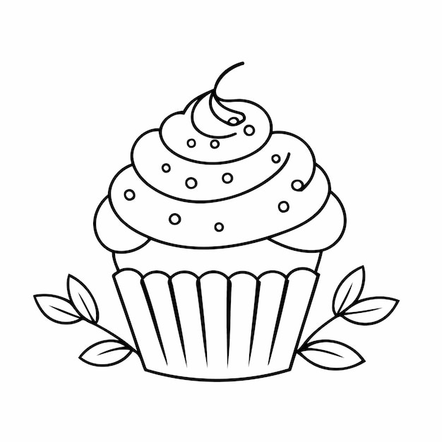어린이 페이지에 대한 간단한 컵케이크 일러스트레이션.