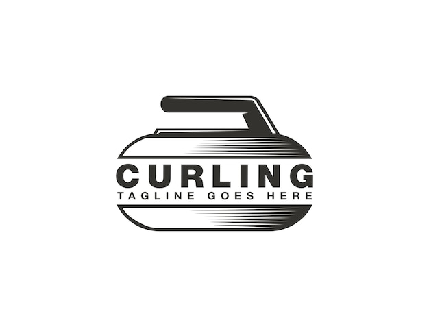 Simple curling logo sport vector with curling stone concept