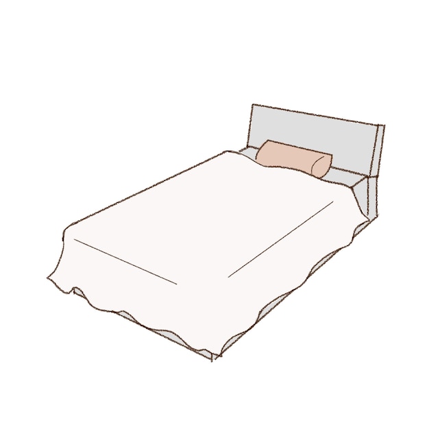 Letto semplice e carino. stile artistico carino e semplice. su uno sfondo bianco.