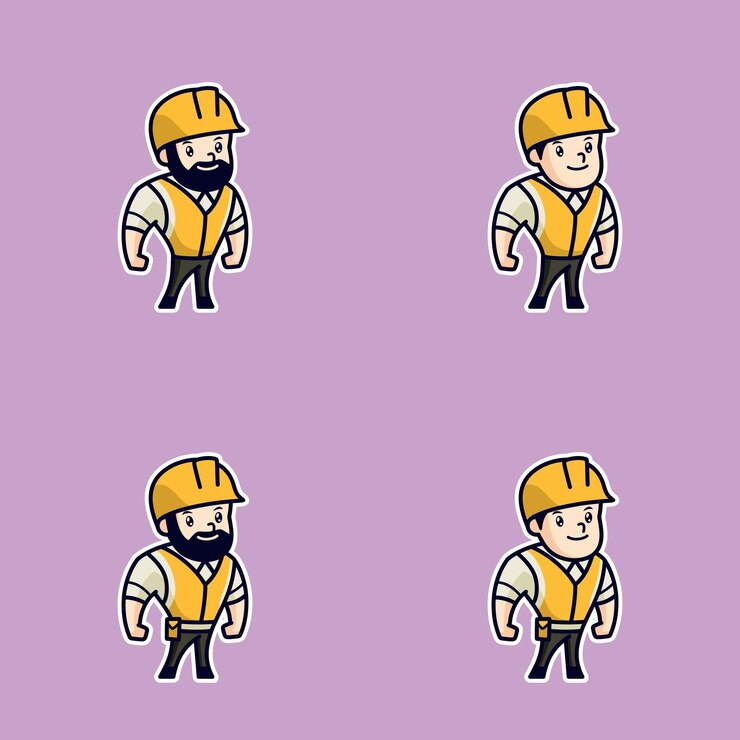 Vector シンプルなかわいい漫画の請負業者のベクトル