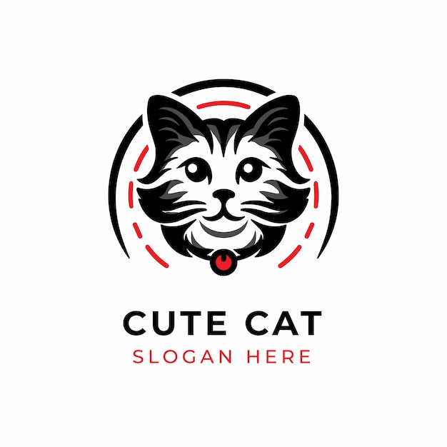 Vettore modello del logo del gatto semplice e carino