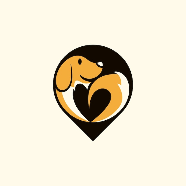 Vettore logo per la cura dell'amore per cani semplice e carino