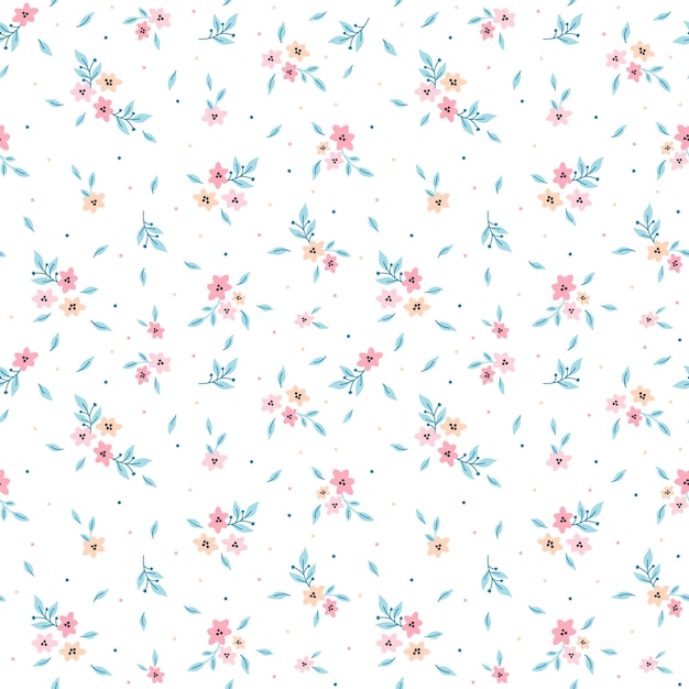 Simple cute floral pattern. Ditsy print. Floral seamless background. Design for fashion prints, pape