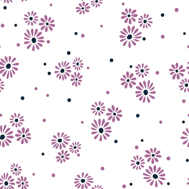 Vector simple cute floral pattern hand drawn floral seamless pattern