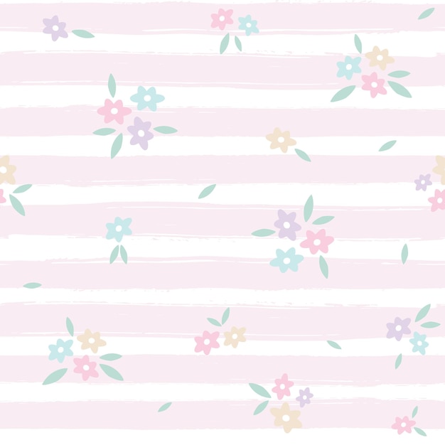 Simple cute floral striped pattern Ditsy print Floral seamless background Design for fashion prin