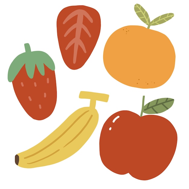 Simple cute fruit element set