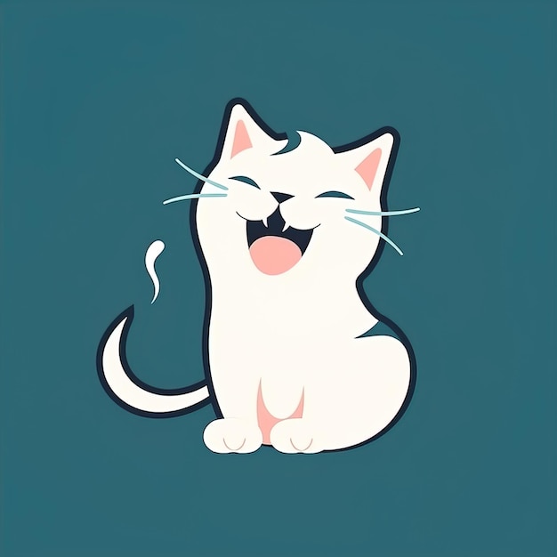 Simple cute happy cat logo