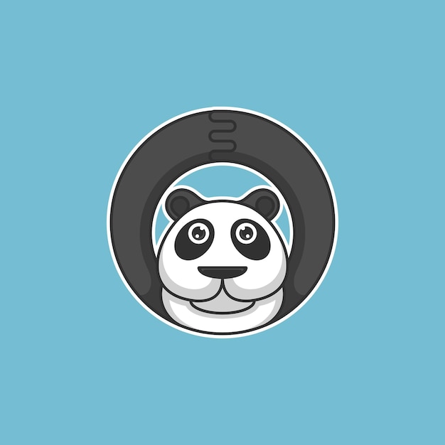 Vettore logo semplice e carino con testa di panda