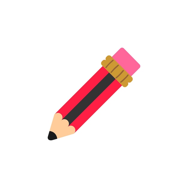Vector simple cute red strip pencil doodle