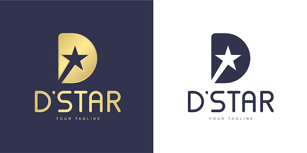 Simple D letter logo with "super star" concept