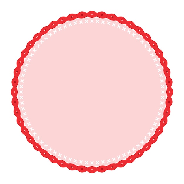 Simple Decorative Red Lace Circle Blank Plain Sticker Label Background Design